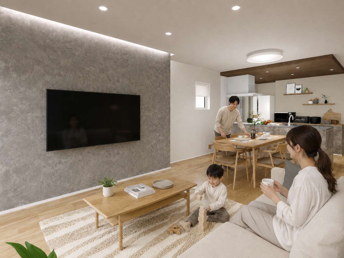 上質なデザインと、家族のぬくもりが調和するLDK